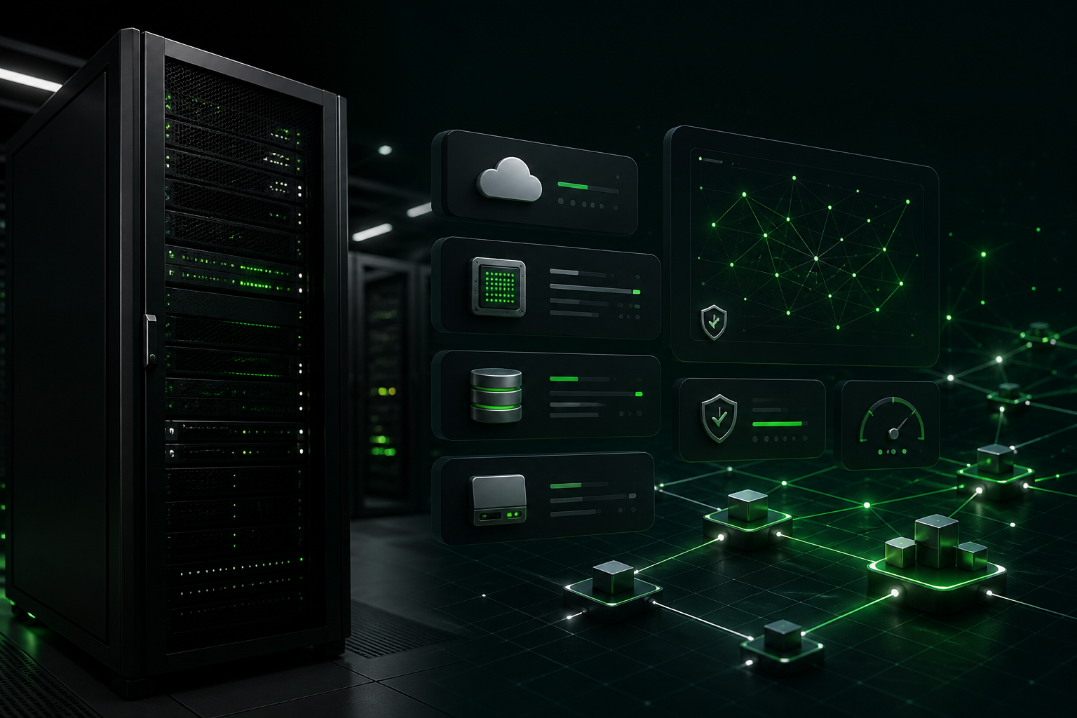 Illustration of distributed cloud compute, storage and network controls